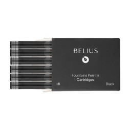 Tinta estilografica belius negro caja 6 cartuchos