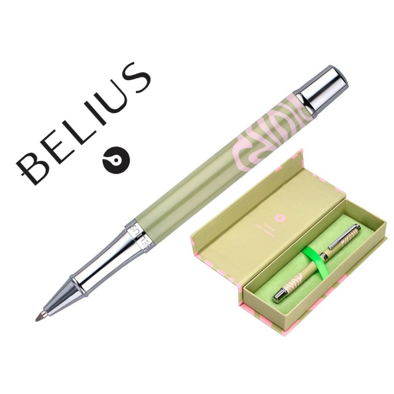 Roller belius ink dreams aluminio color verde matcha y rosa plateado frase interior tinta negra caja de diseño Roller belius ink dreams aluminio color verde matcha y rosa plateado frase interior tinta negra caja de diseño