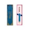 Boligrafo belius macaron bliss forma hexagonal color rosa/ azul y dorado tinta azul caja de diseño