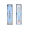 Boligrafo belius macaron bliss forma hexagonal color celeste y dorado tinta azul caja de diseño