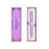 Boligrafo belius macaron bliss forma hexagonal color morado y dorado tinta azul caja de diseño