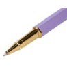 Boligrafo belius macaron bliss forma hexagonal color morado y dorado tinta azul caja de diseño
