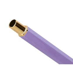Boligrafo belius macaron bliss forma hexagonal color morado y dorado tinta azul caja de diseño
