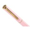 Boligrafo belius macaron bliss forma hexagonal color rosa y dorado tinta azul caja de diseño