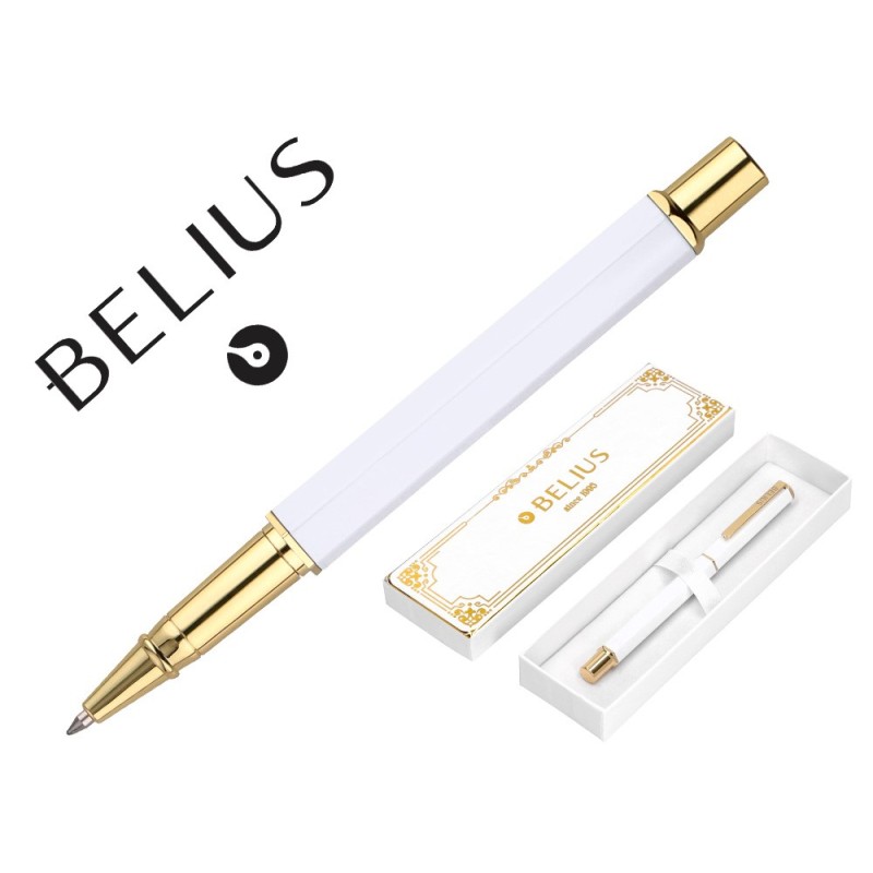 Boligrafo belius macaron bliss forma hexagonal color blanco y dorado tinta azul caja de diseño Boligrafo belius macaron bliss forma hexagonal color blanco y dorado tinta azul caja de diseño