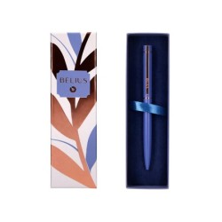 Boligrafo belius rose aluminio color azul electrico/oro rosa tinta azul caja de diseño