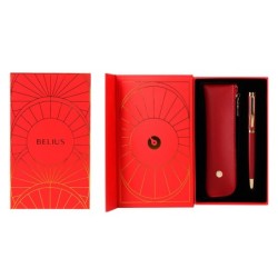 Pluma y estuche belius soiree color art deco granate y dorado tinta azul caja de diseño