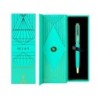 Boligrafo belius soiree aluminio color art deco turquesa y dorado tinta azul caja de diseño