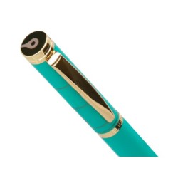 Boligrafo belius soiree aluminio color art deco turquesa y dorado tinta azul caja de diseño