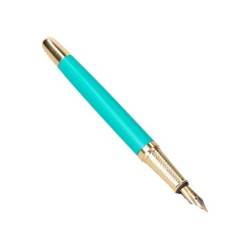 Pluma belius soiree aluminio color art deco turquesa y dorado tinta azul caja de diseño