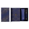 Boligrafo y estuche belius soiree color azul marino y dorado tinta azul caja de diseño