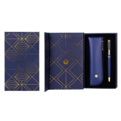 Pluma y estuche belius soiree color art deco azul marino y dorado tinta azul caja de diseño