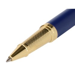 Boligrafo belius soiree aluminio color azul marino y dorado tinta azul caja de diseño