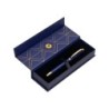 Pluma belius soiree aluminio color art deco azul marino y dorado tinta azul caja de diseño