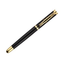 Boligrafo y estuche belius soiree color negro y dorado tinta azul caja de diseño