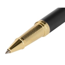 Boligrafo belius soiree aluminio color art deco negro y dorado tinta azul caja de diseño