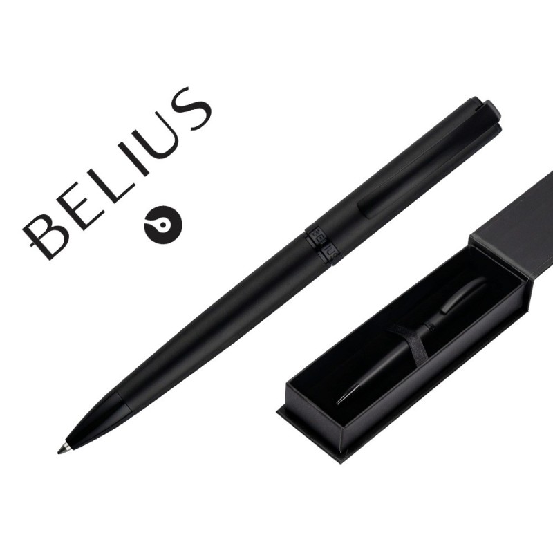 Boligrafo belius turbo aluminio color negro tinta azul caja de diseño Boligrafo belius turbo aluminio color negro tinta azul caja de diseño