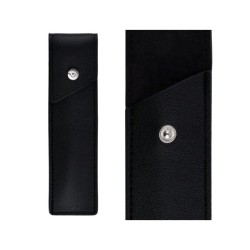 Pluma y estuche belius turbo aluminio textura punteada color negro y plateado tinta azul caja de diseño