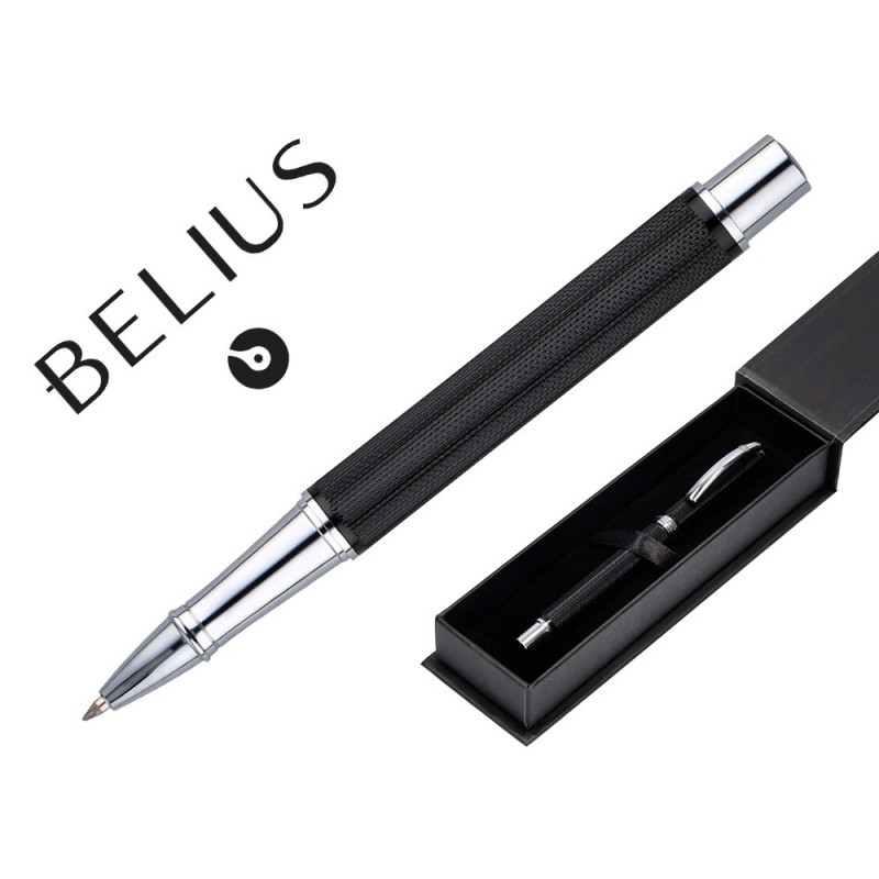 Roller belius turbo aluminio textura punteada color negro y plateado tinta azul caja de diseño Roller belius turbo aluminio textura punteada color negro y plateado tinta azul caja de diseño