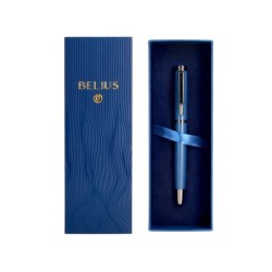 Pluma belius neptuno aluminio textura wavy color azul marino tinta azul caja de diseño