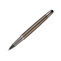 Boligrafo belius neptuno aluminio textura wavy color caqui tinta azul caja de diseño