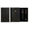 Boligrafo y estuche belius passion dor aluminio textura cepillada color negro y dorado tinta azul caja diseño