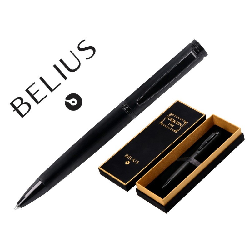 Boligrafo belius origen 1995 aluminio textura cepillada color negro tinta azul caja de diseño Boligrafo belius origen 1995 aluminio textura cepillada color negro tinta azul caja de diseño