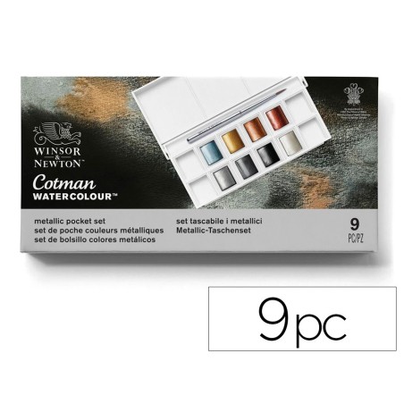 Acuarela winsor&newton caja metalica bolsillo con 8 colores metalicos  pincel