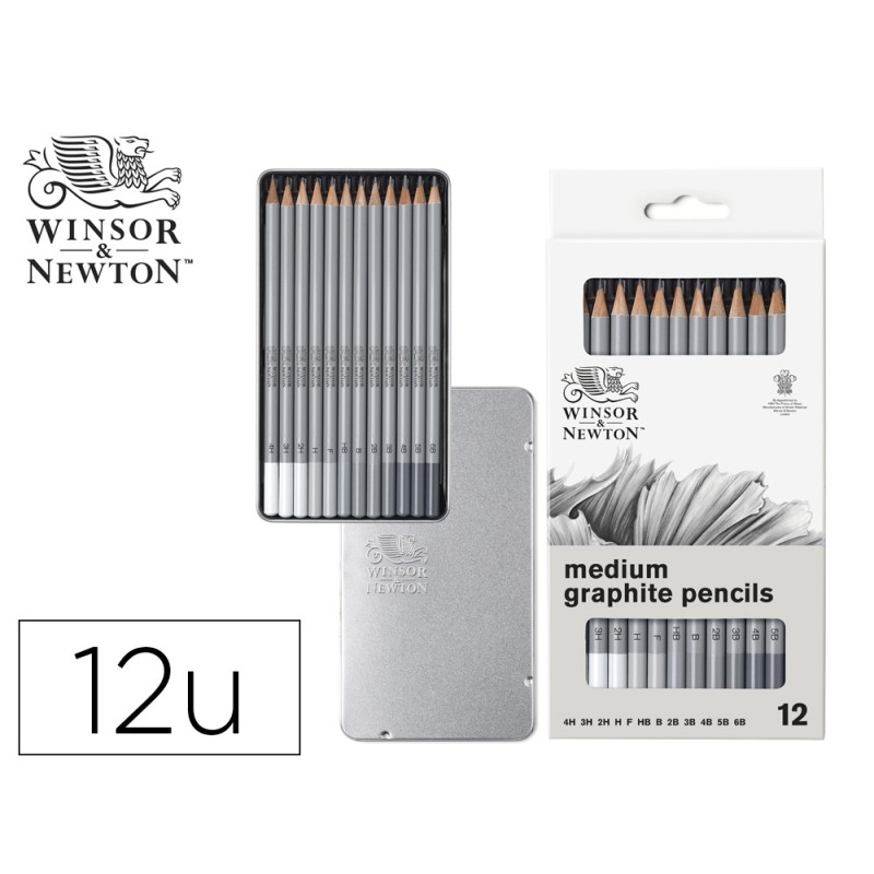 Lapices de grafito winsor&newton studio coleccion caja metalica con 12 unidades graduaciones surtidas