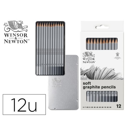 Lapices de grafito winsor&newton studio coleccion caja metalica con 12 unidades graduaciones surtidas