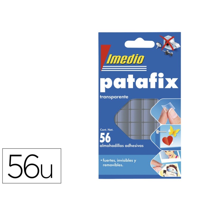 Sujetacosa imedio patafix almohadilla adhesiva transparente removible blister de 56 unidades Sujetacosa imedio patafix almohadilla adhesiva transparente removible blister de 56 unidades