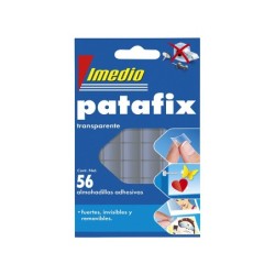 Sujetacosa imedio patafix almohadilla adhesiva transparente removible blister de 56 unidades