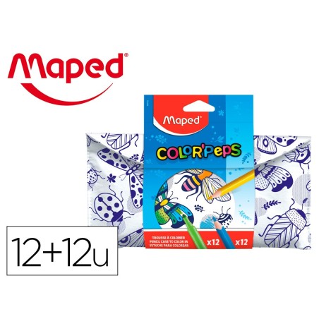 Set para colorear maped 12 rotuladores  12 lapices colores surtidos