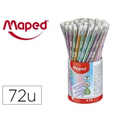 Lapices de grafito maped plastico glitter deco hb con goma 72 colores surtidos