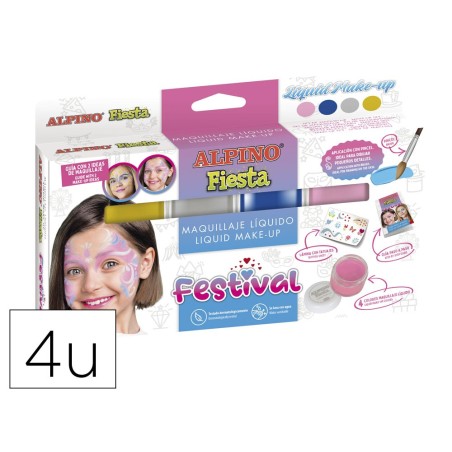 Barra de maquillaje alpino festival caja de 4 colores surtidos  pincel  folleto
