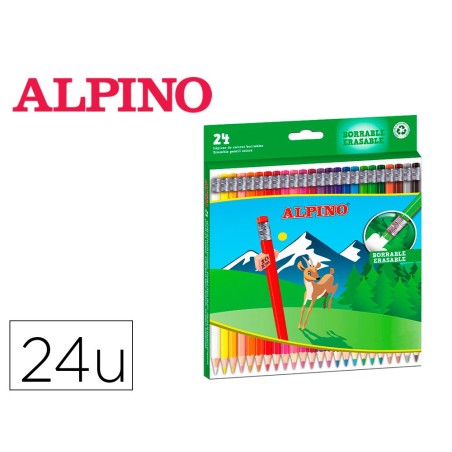 Lapices de colores alpino borrable caja de 24 unidades colores surtidos
