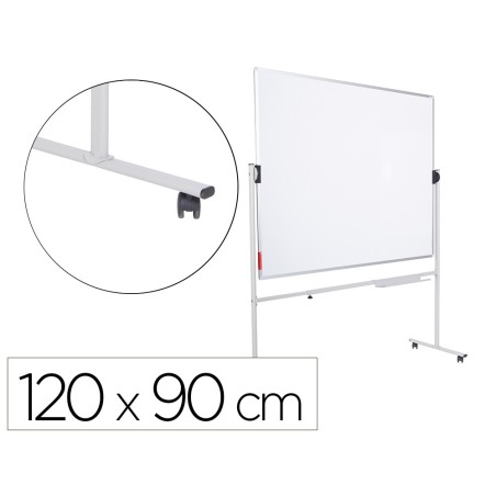 Pizarra blanca rocada volteable doble cara magnetica acero lacado 120x90 cm