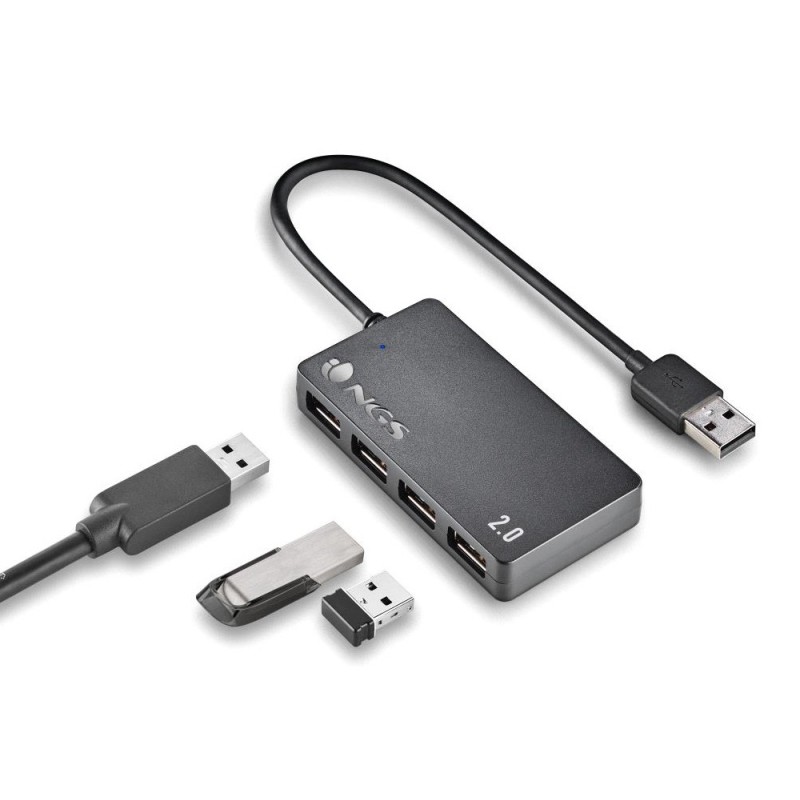 Hub ngs tiny 4 puertos con adaptador corriente usb 2.0 Hub ngs tiny 4 puertos con adaptador corriente usb 2.0