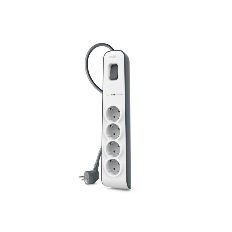Regleta belkin bsv400vf2m de proteccion contra sobretensiones 4 tomas boton de apagado y encendido color
