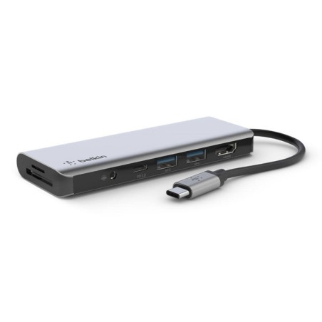 Adaptador belkin avc009btsgy hub usb-c 7 en 1 sd micro sd audio 2 x usb hdmi usb-c carga 100w