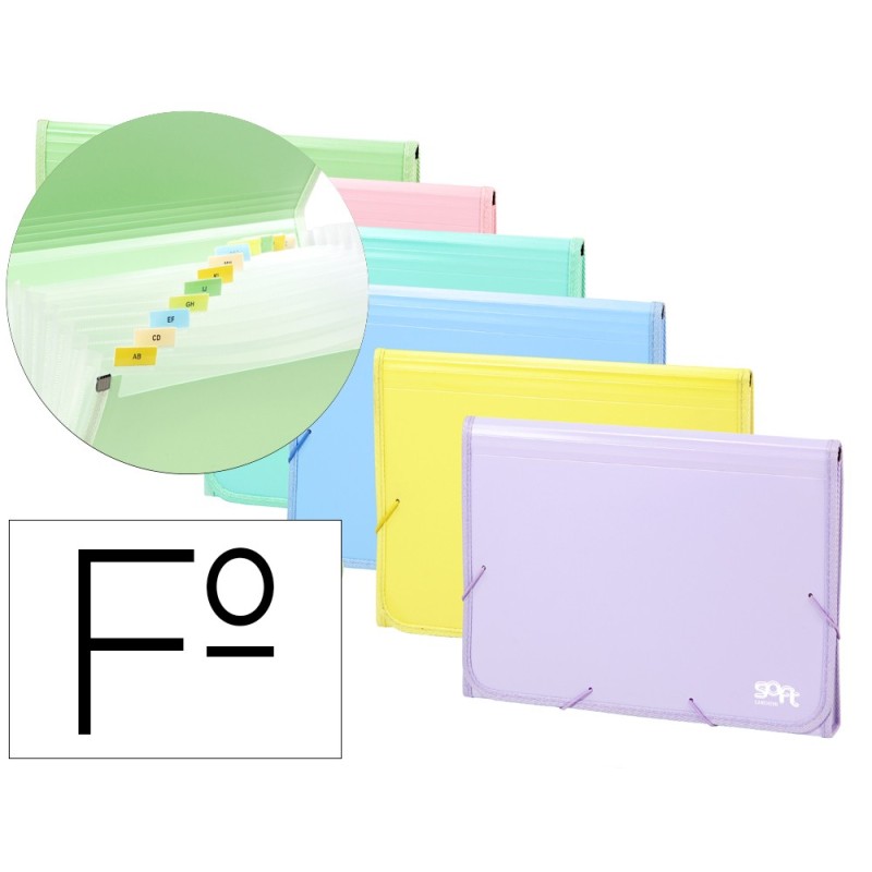 Carpeta clasificadora carhivo 13 departamentos polipropileno color soft expositor de 12 unidades Carpeta clasificadora carhivo 13 departamentos polipropileno color soft expositor de 12 unidades