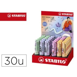 Rotulador stabilo boss fluorescente original pastel by ju schnee expositor de 30 unidades colores surtidos