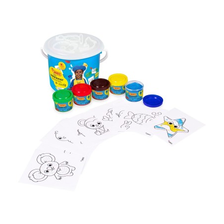 Pintura a dedos jovi bucket super kit 5 botes 35 ml  20 plantillas
