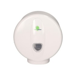 Dispensador papel higienico bunzl greensource mini jumbo fabricado en abs color blanco