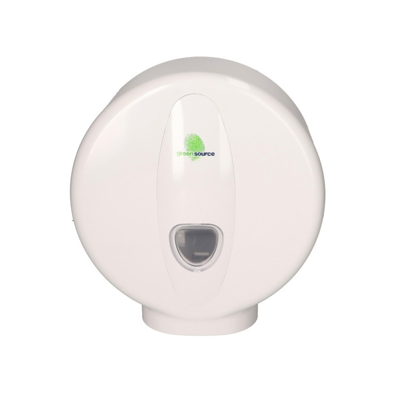 Dispensador papel higienico bunzl greensource mini jumbo fabricado en abs color blanco