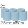 Papel secamanos bunzl greensource 2 capas celulosa reciclada azul 215 mm x 150 mt paquete de 6 rollos