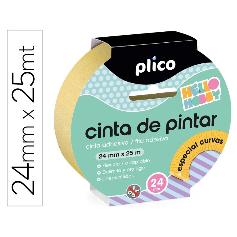 Cinta adhesiva plico para pintor especial curvas 25 mt x 24 mm