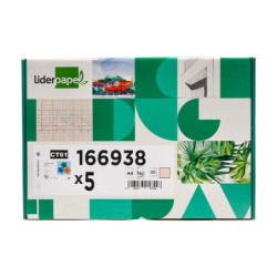 Cartulina liderpapel a4 180g/m2 crema paquete de 255 hojas en carpeta dossier transparente con cierre velcro