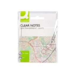 Bloc de notas adhesivas quita y pon q-connect 76x76 mm removible plastico translucido blanco 50 hojas