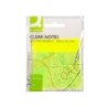 Bloc de notas adhesivas quita y pon q-connect 76x76 mm removible plastico translucido amarillo neon con 50 hojas